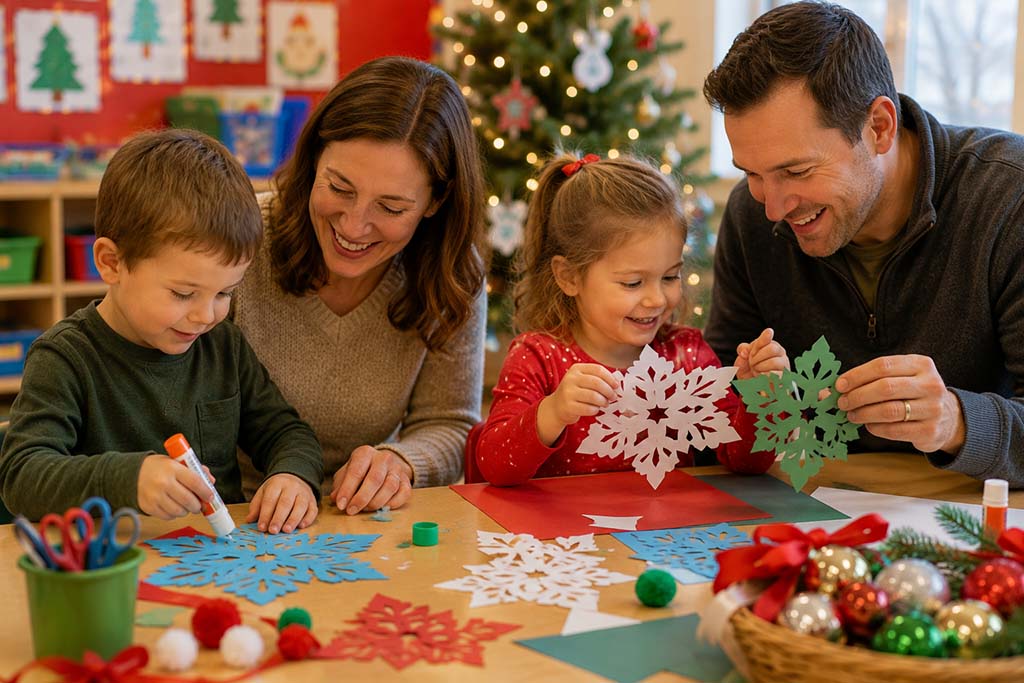 Holiday decoration with family