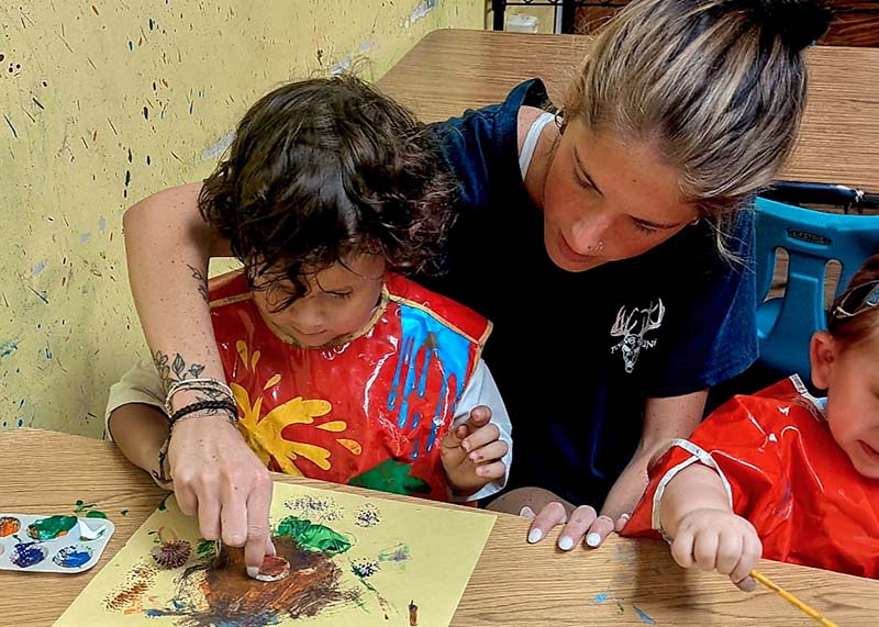 Teacher with kids